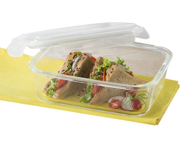 Borosil Klip & Store Rectangular Containers with Lid, 640ml