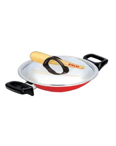 Nirlep 210 mm Appam Chetty with Lid (Red)