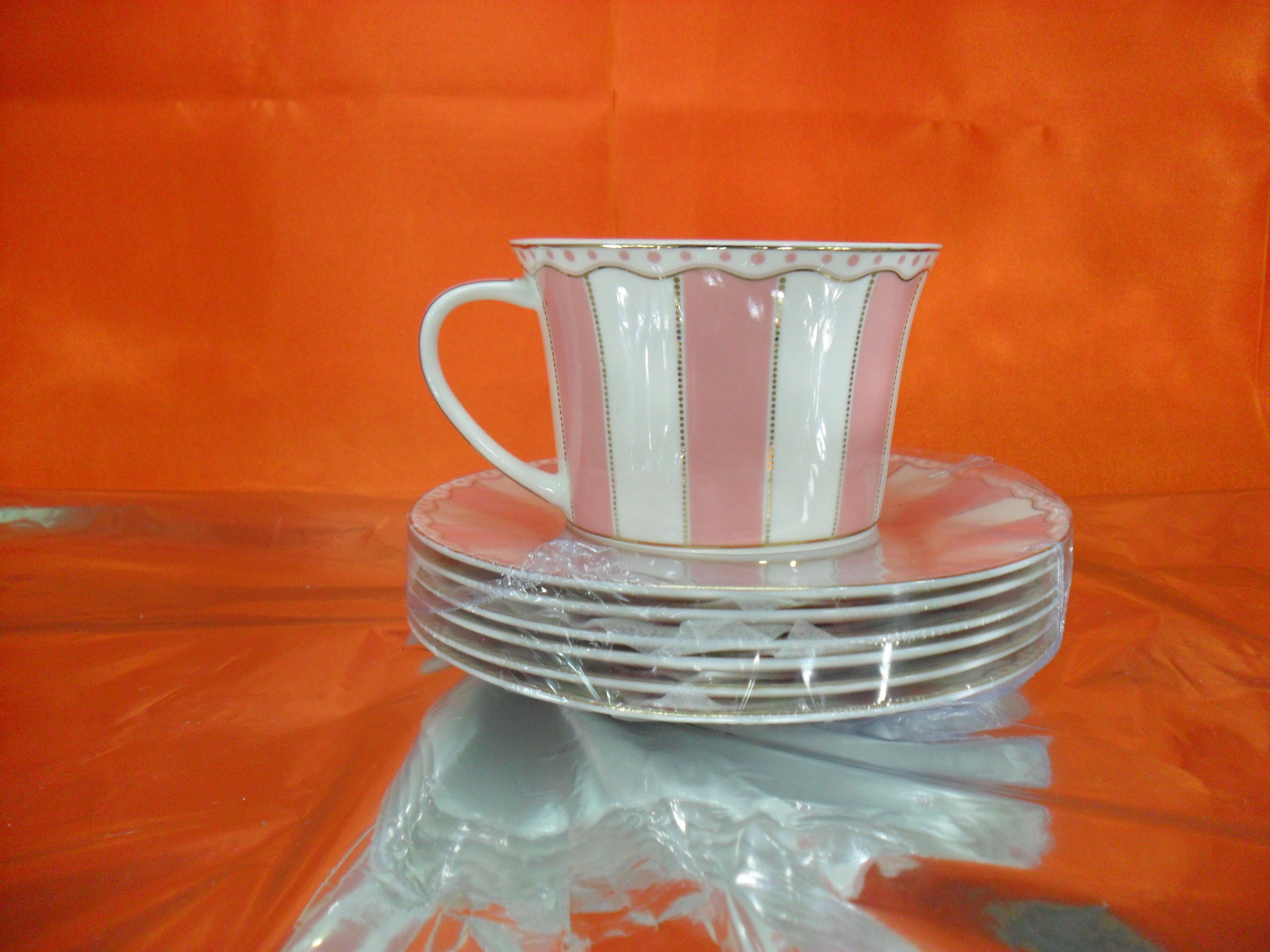 Hi Luxe Stripe Cup & Saucer Pink 