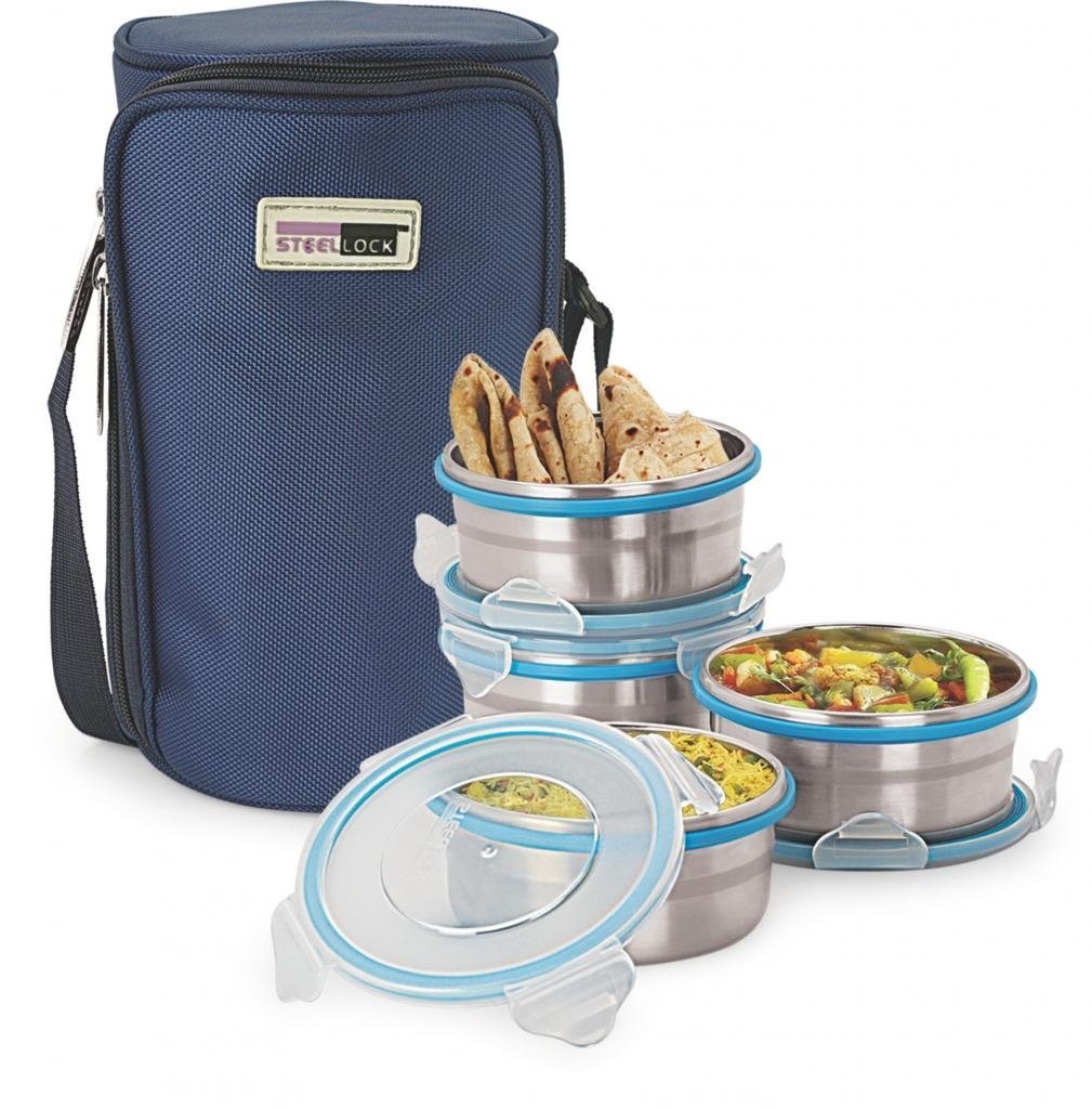 Steel Lock HL HL 1341 4 Containers Lunch Box